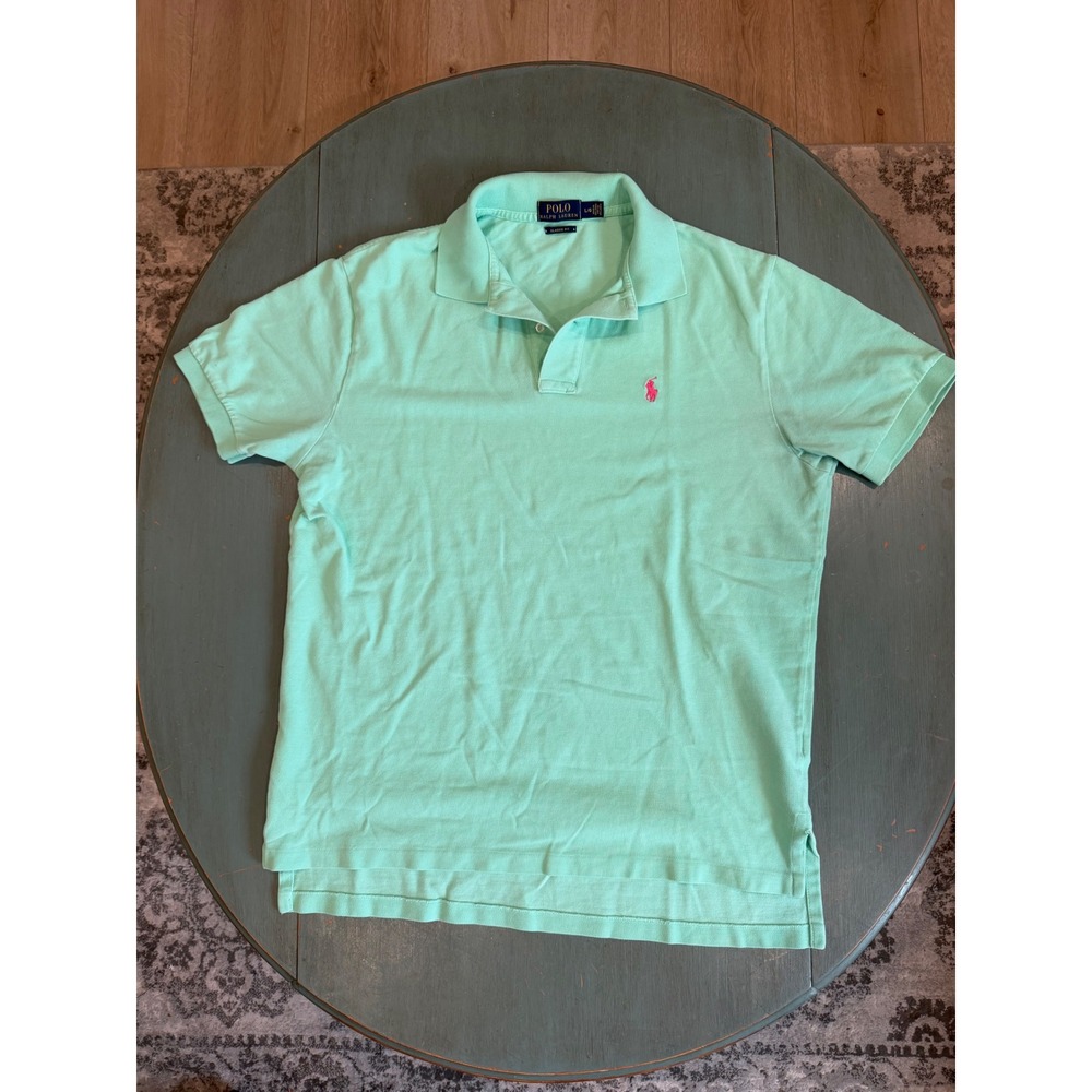 Polo‎ Ralph Lauren Mens Classic Fit Polo Shirt Mint Green Pink Pony Large L